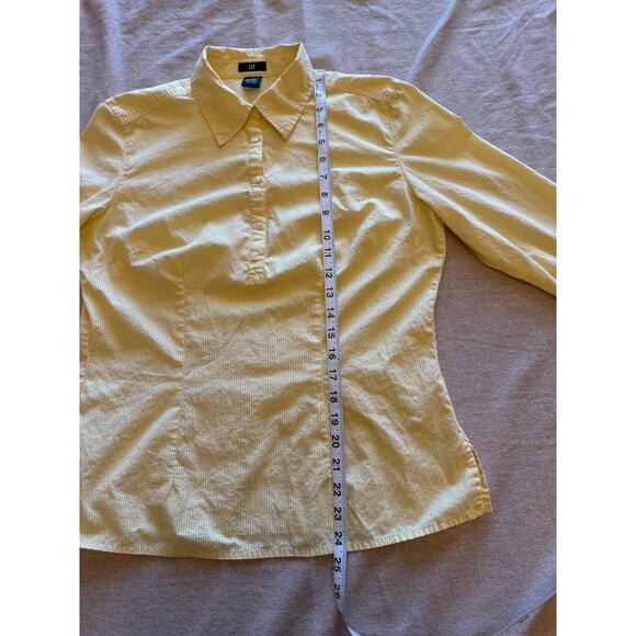 Gap Button Blouse Yellow Gingham Tailored Women's M - Picture 6 of 8